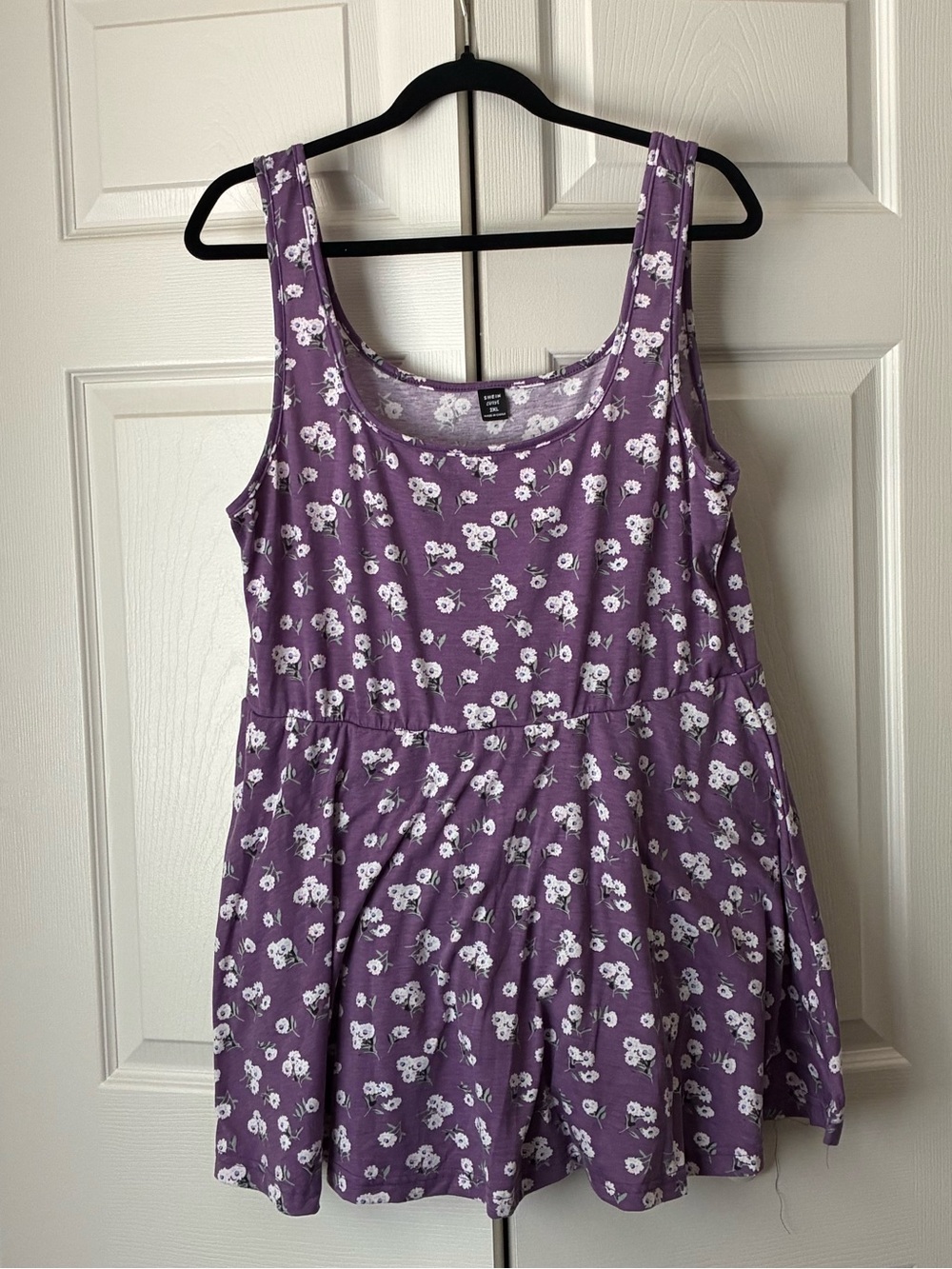 Purple Floral Tank Dress with White Blossoms with built in shorts